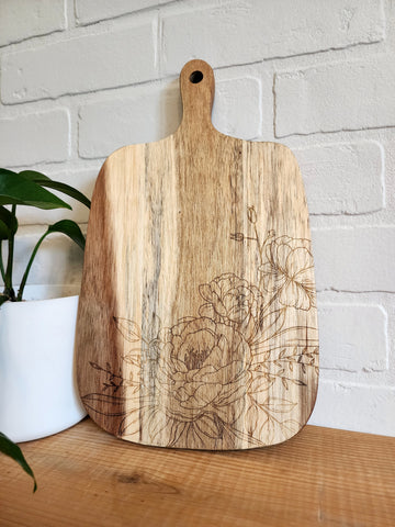 Peony Cutting Board, Decorative Cutting Board For Kitchen Decor