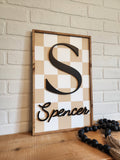 Checkered Nursery Name Sign