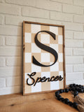 Checkered Nursery Name Sign