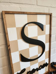 Checkered Nursery Name Sign