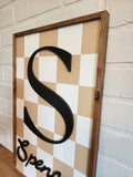 Checkered Nursery Name Sign