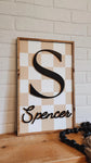 Checkered Nursery Name Sign