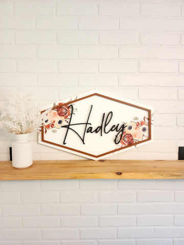 Floral Nursery Name Sign