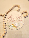 Floral Baby Girl Name Sign